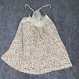 White Birch Top Womens Medium Racer Back Lace Trim Cami Tank Animal Print Y2K‎